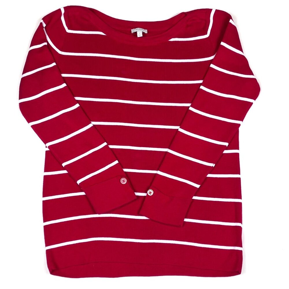 Talbots Red Striped Sweater Long-Sleeve Boat Neck S